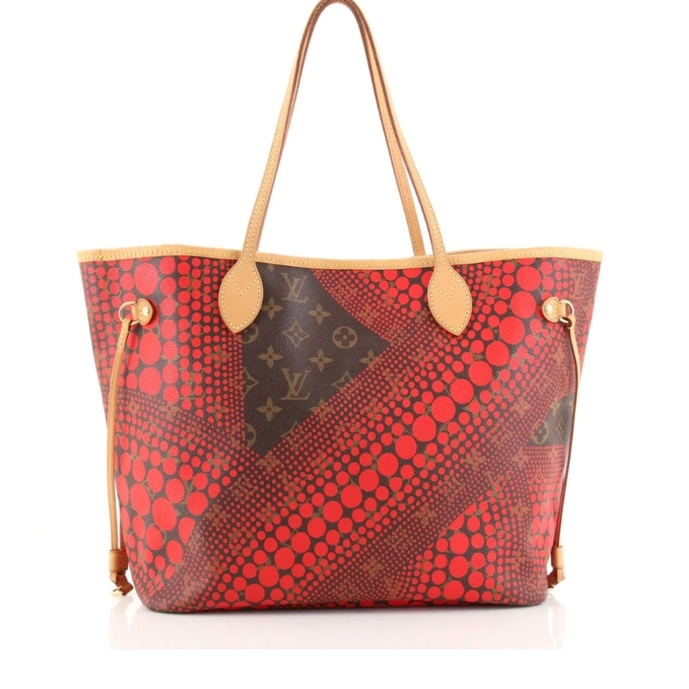 Louis Vuitton Neverfull Kusama Waves Red Monogram Canvas Tote BRAND NEW